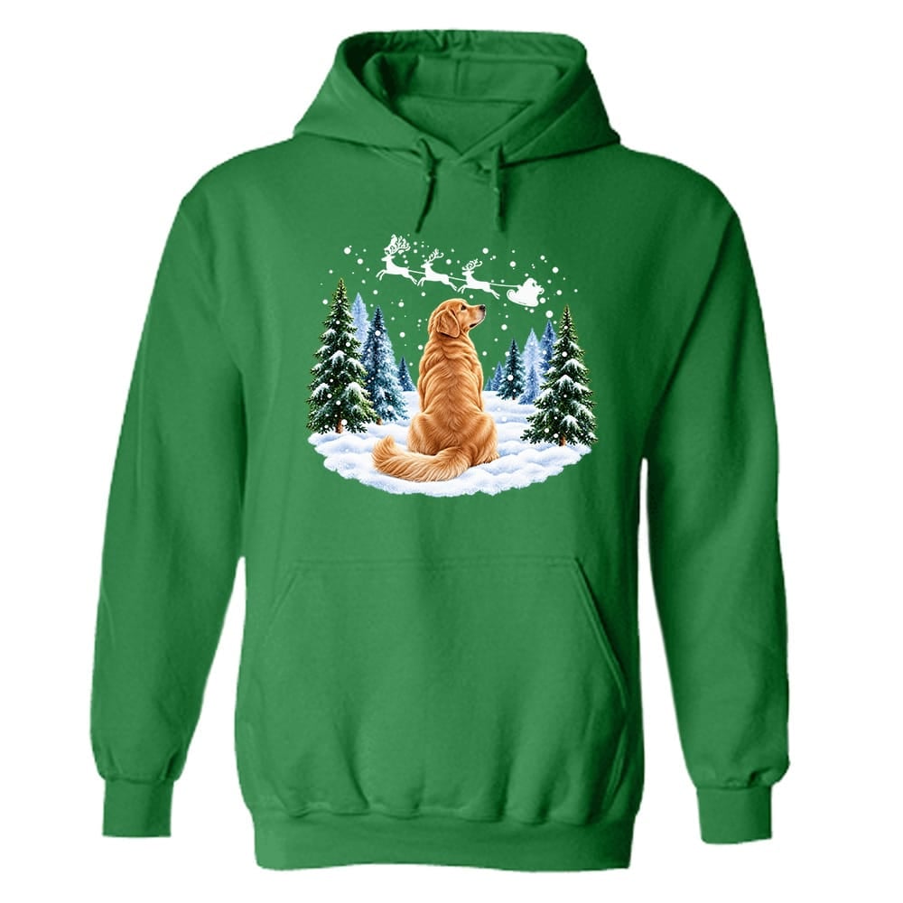 Waiting For Santa Golden Retriever Hoodie Green