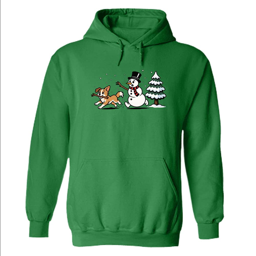 Snowman Stick Chase Hoodie Green
