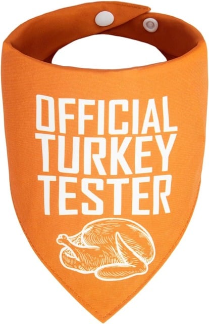 KZHAREEN Thanksgiving reversible triangle dog bandana turkey pumpkin print accessories
