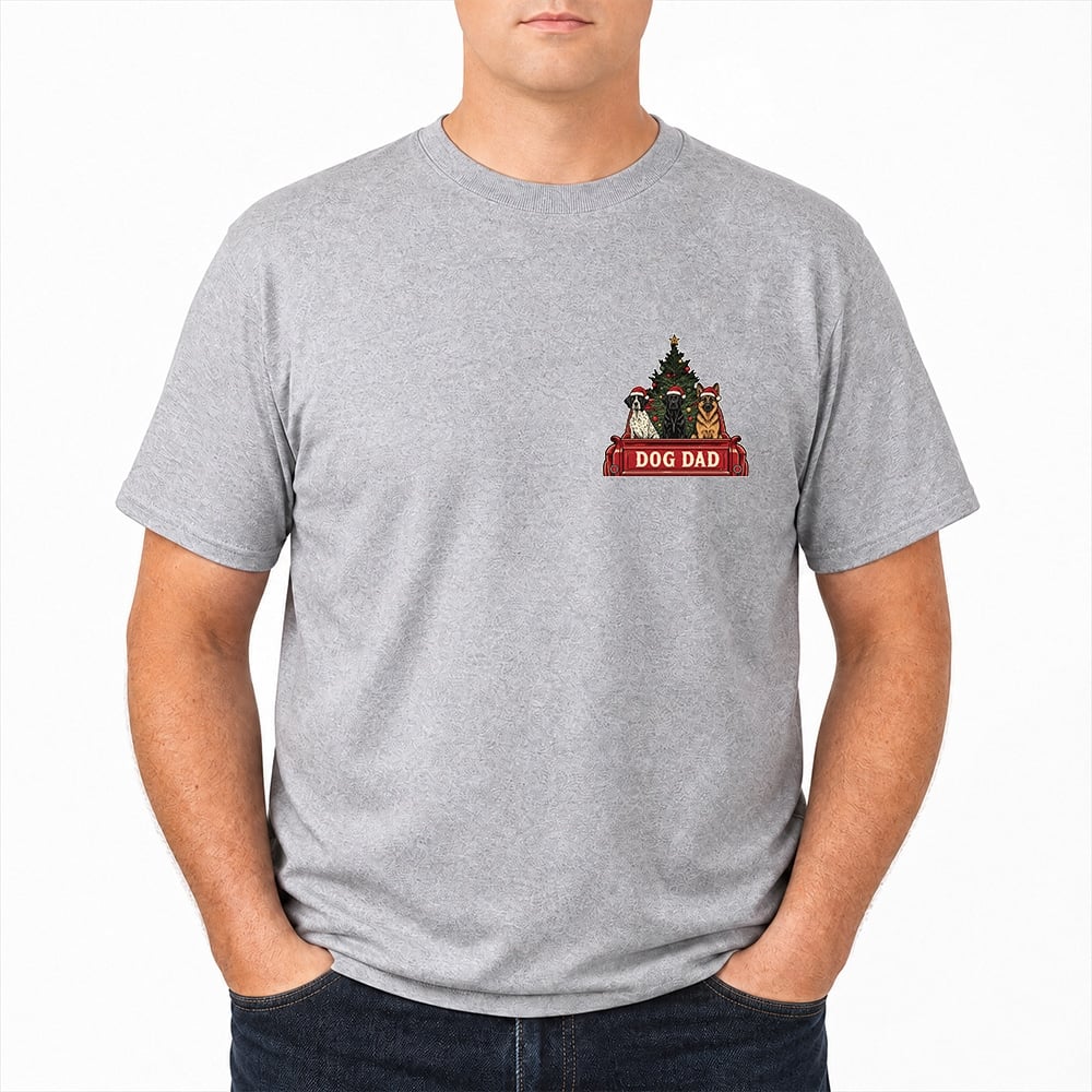 Tis The Season Dog Truck Standard Tee Heather Grey - Image 2