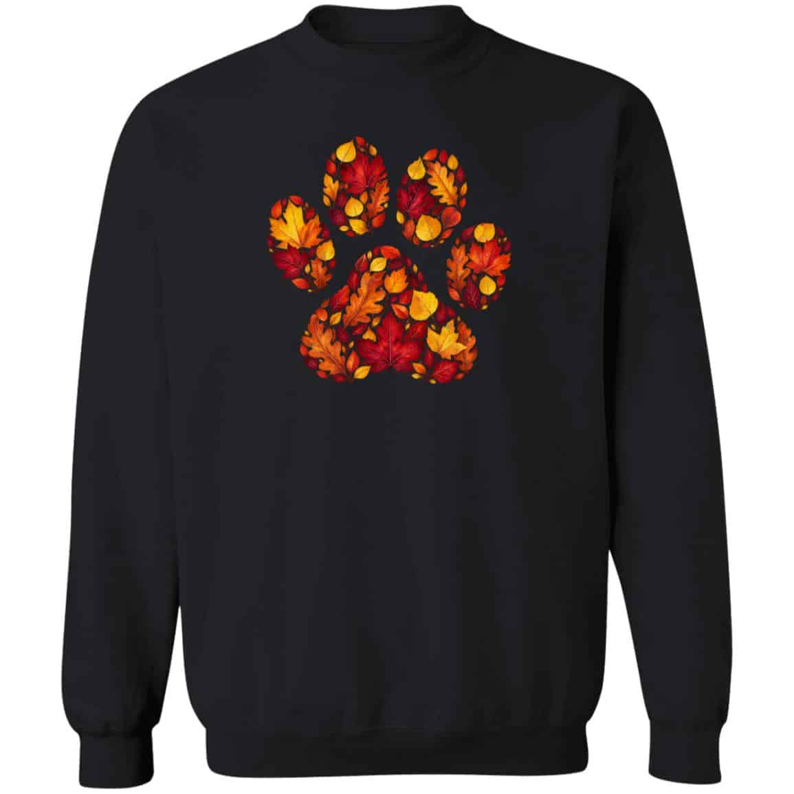 Fall Leaves Paw Sweatshirt Black
