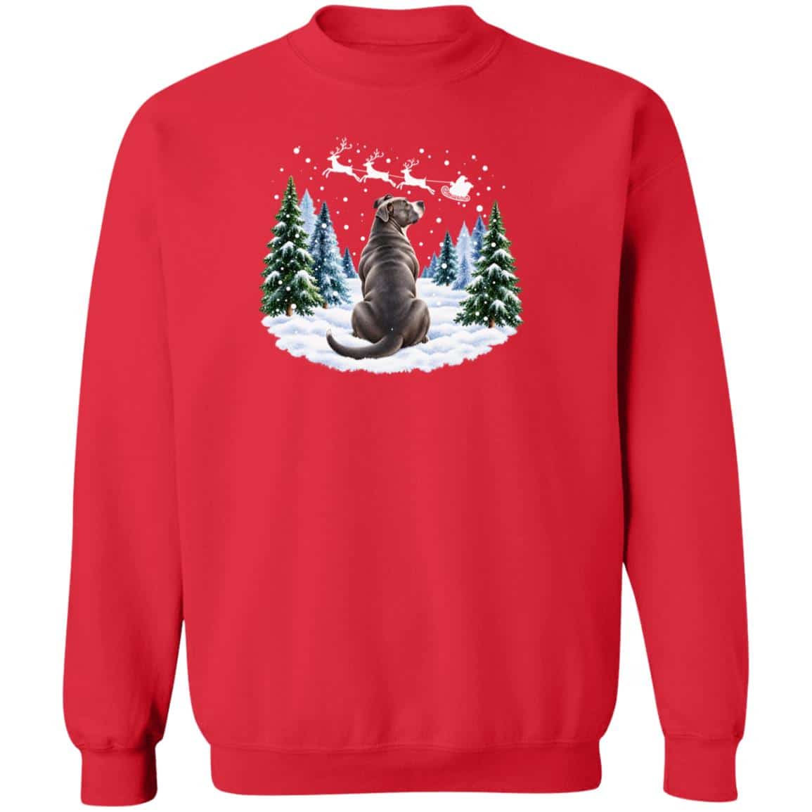 Waiting For Santa Pit Bull Sweatshirt Red