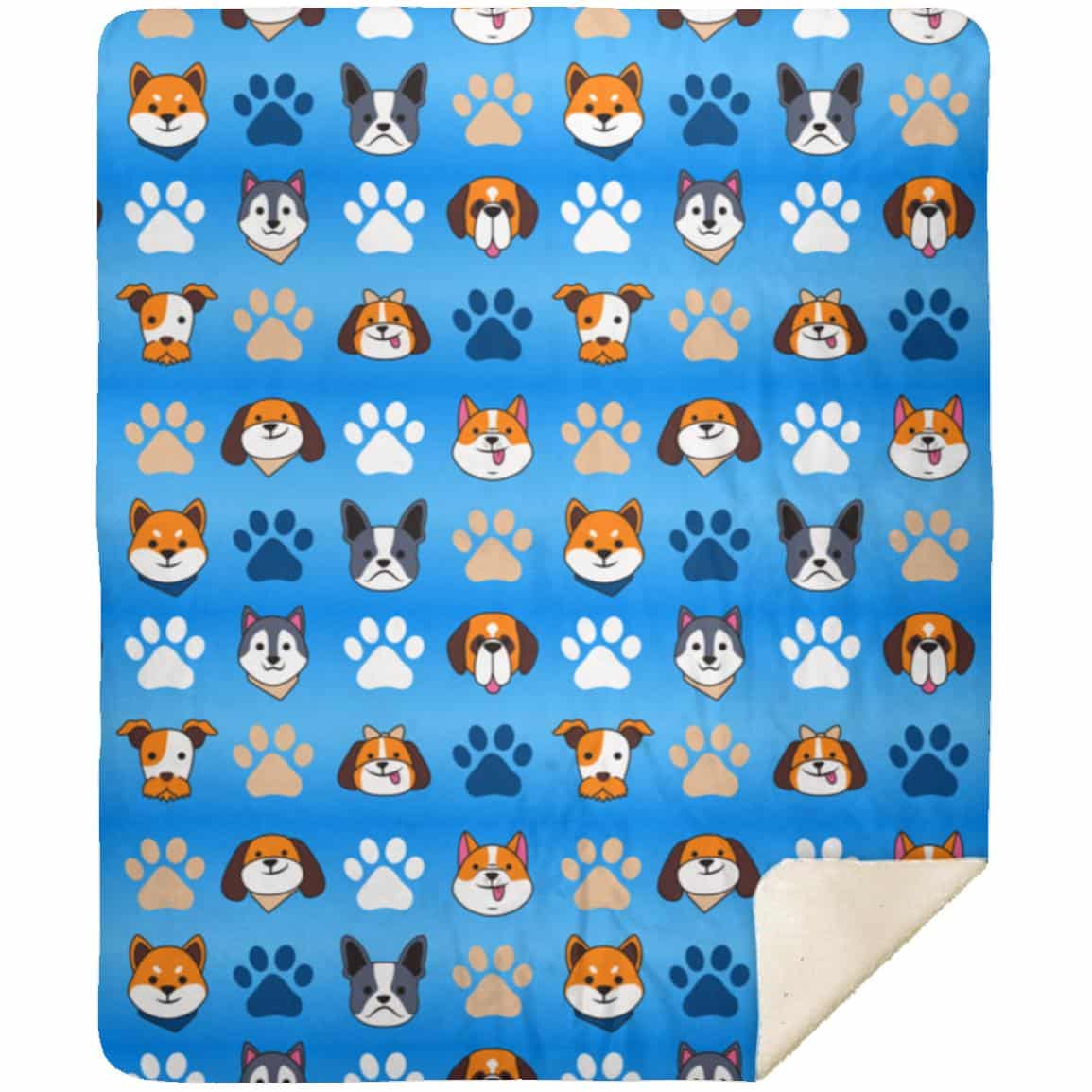 Blue Pups And Paws Premium Sherpa Blanket 50x60 - Image 2