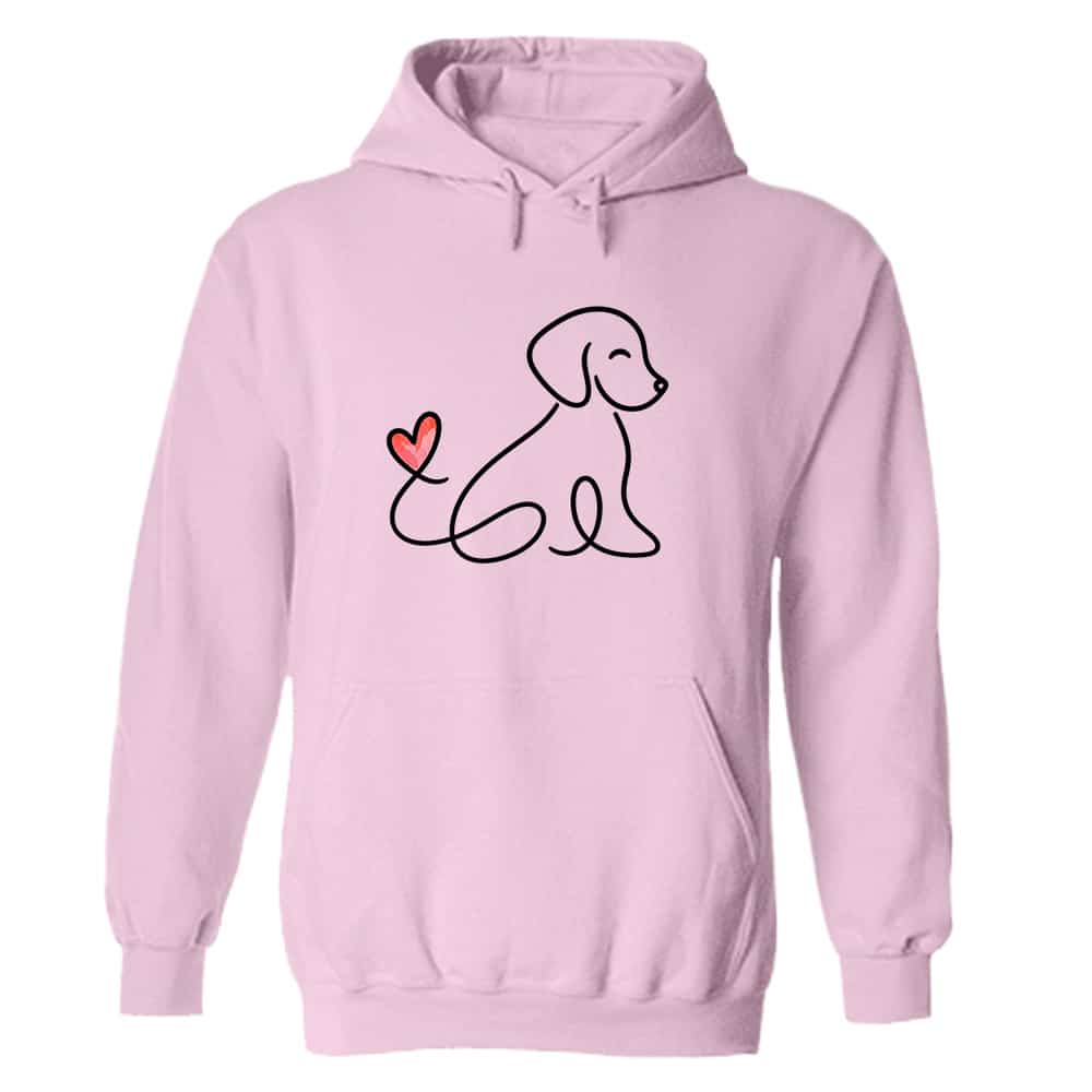 Heart Tail Pup Hoodie Light Pink