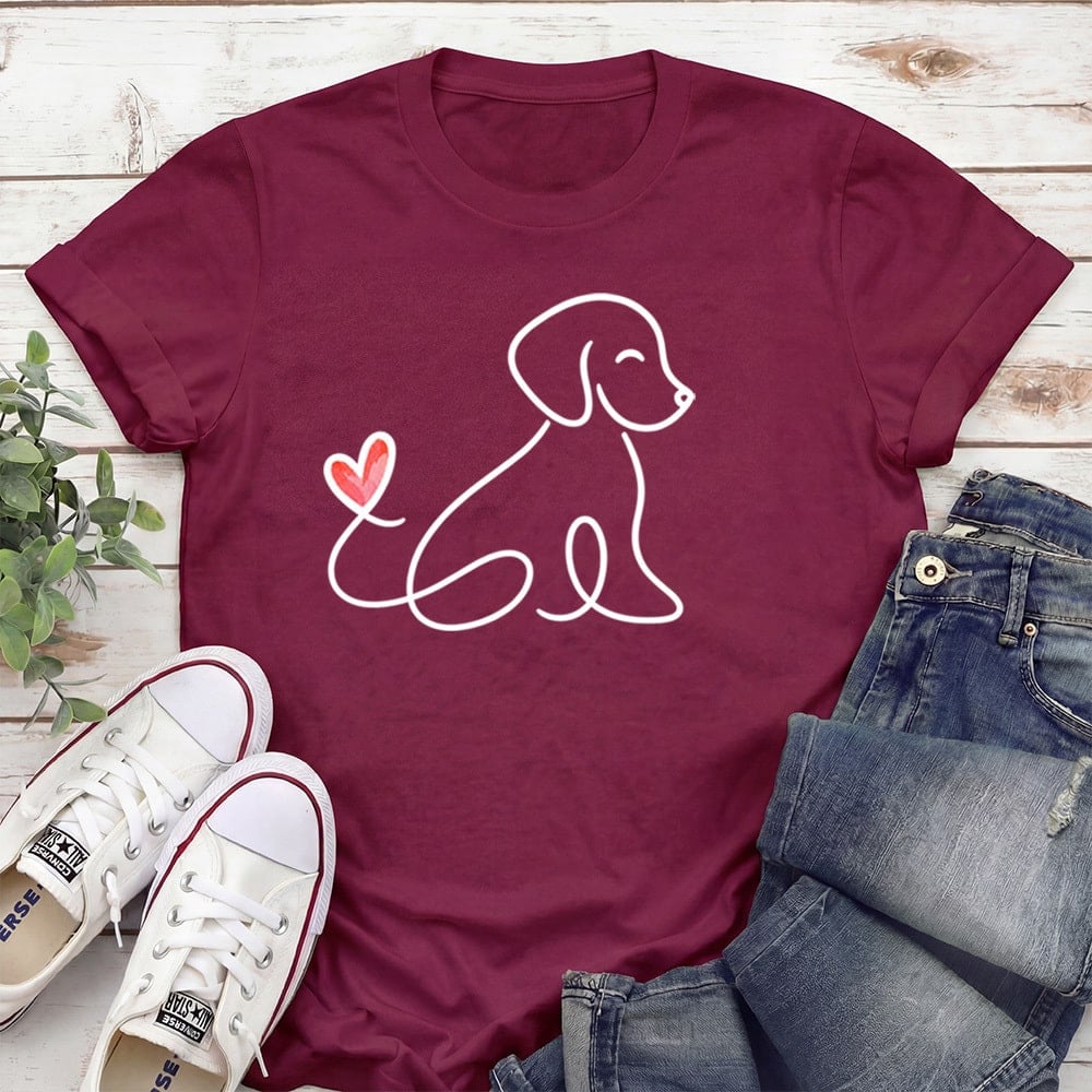 Heart Tail Pup Standard Tee Maroon