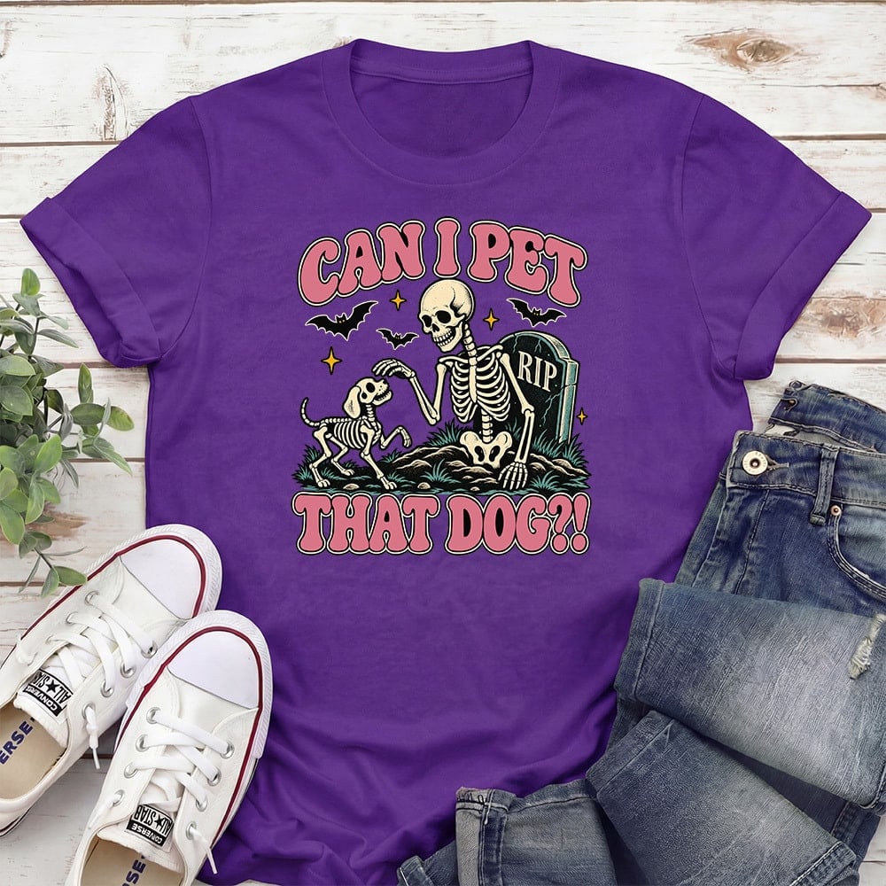 Can I Pet That Dog Skeleton Standard Tee Purple