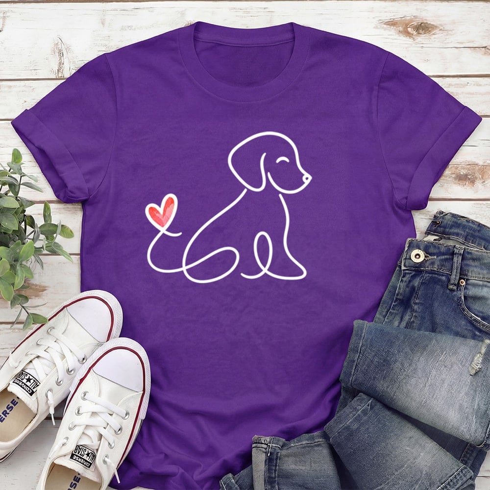 Heart Tail Pup Standard Tee Purple