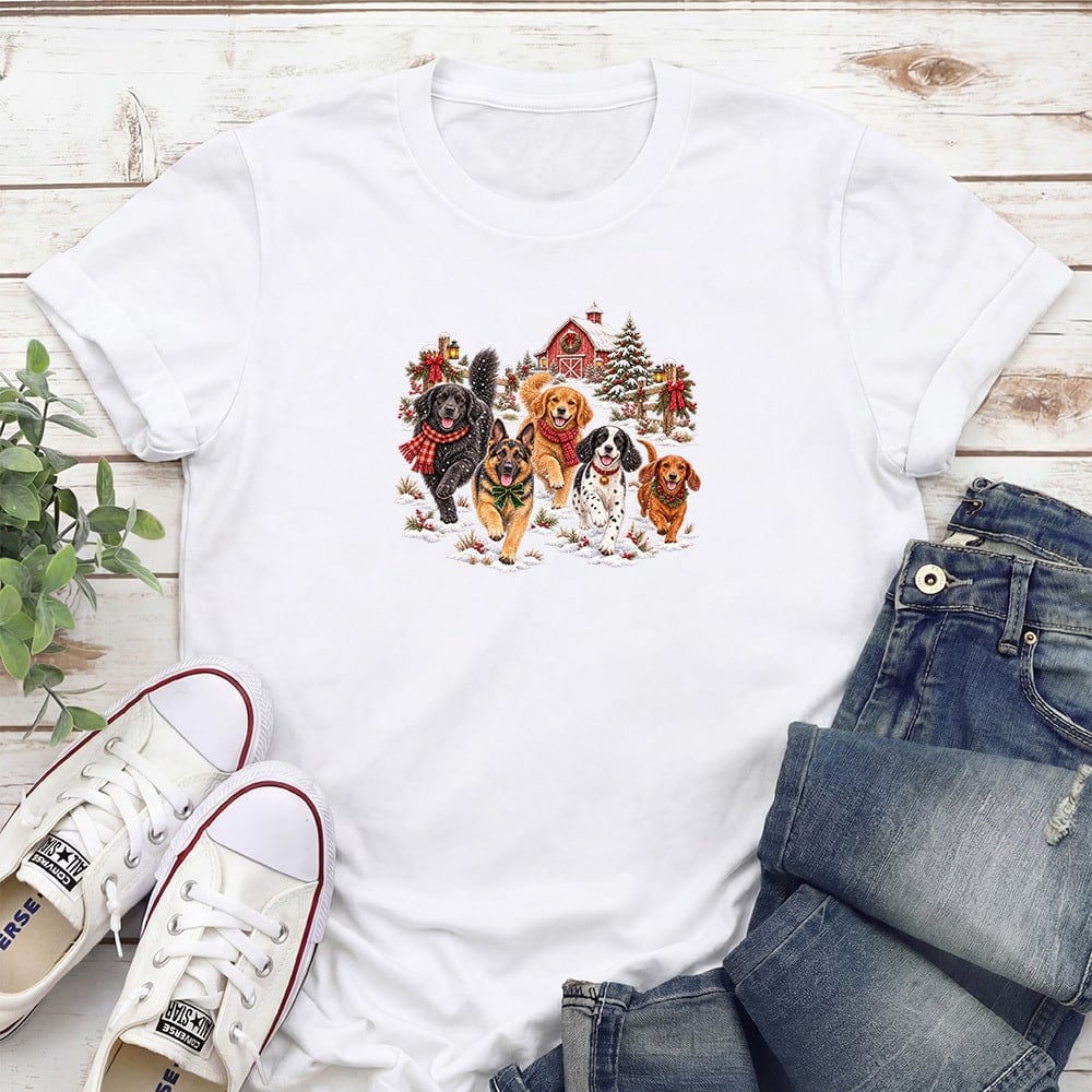 Winter Snow Dogs Standard Tee White