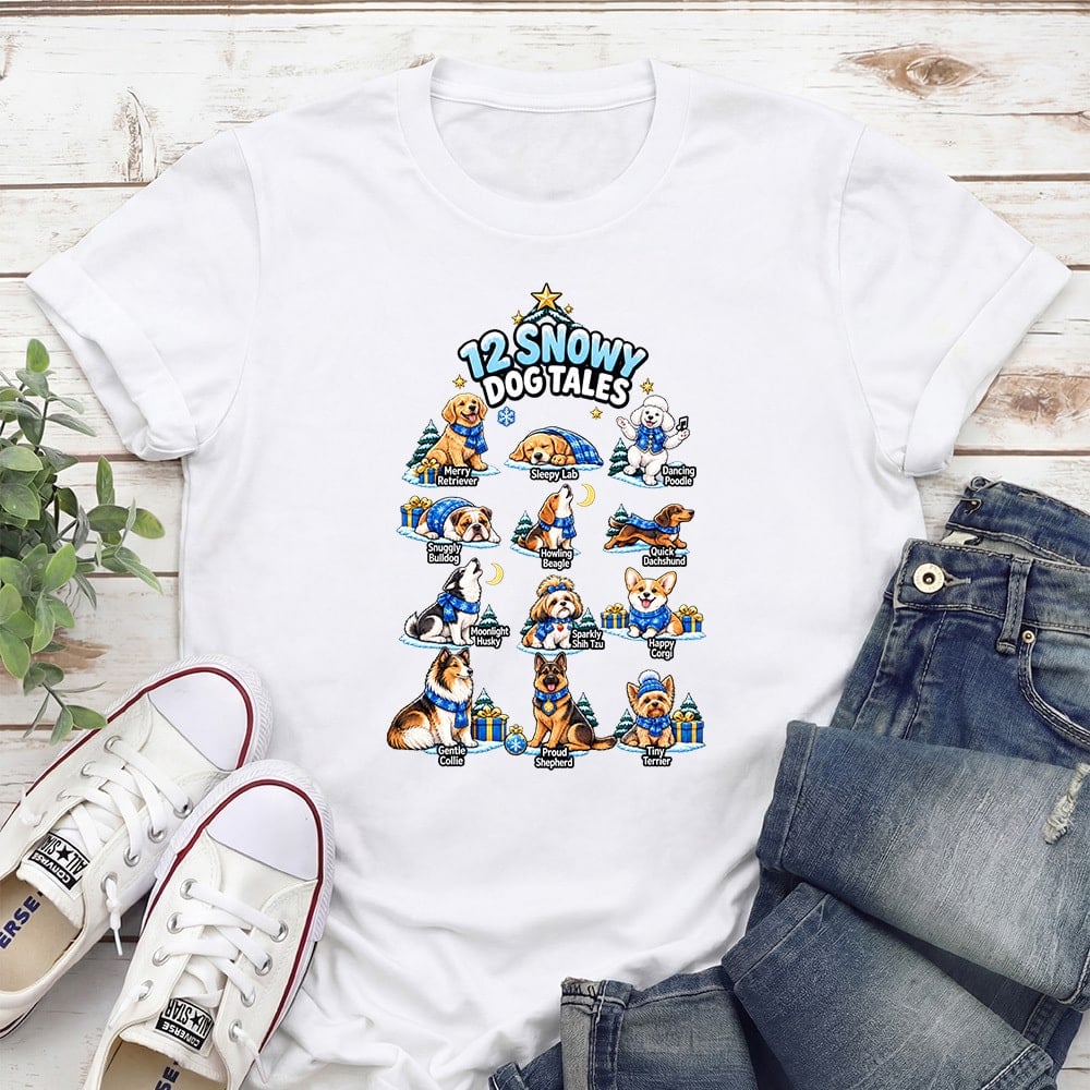 12 Snowy Dog Tales Standard Tee White
