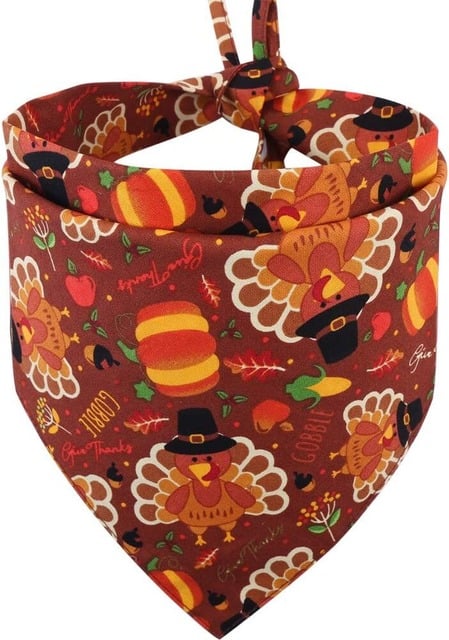 ICEMOOD Turkey Tester dog bandana orange Thanksgiving costume for medium dogs
