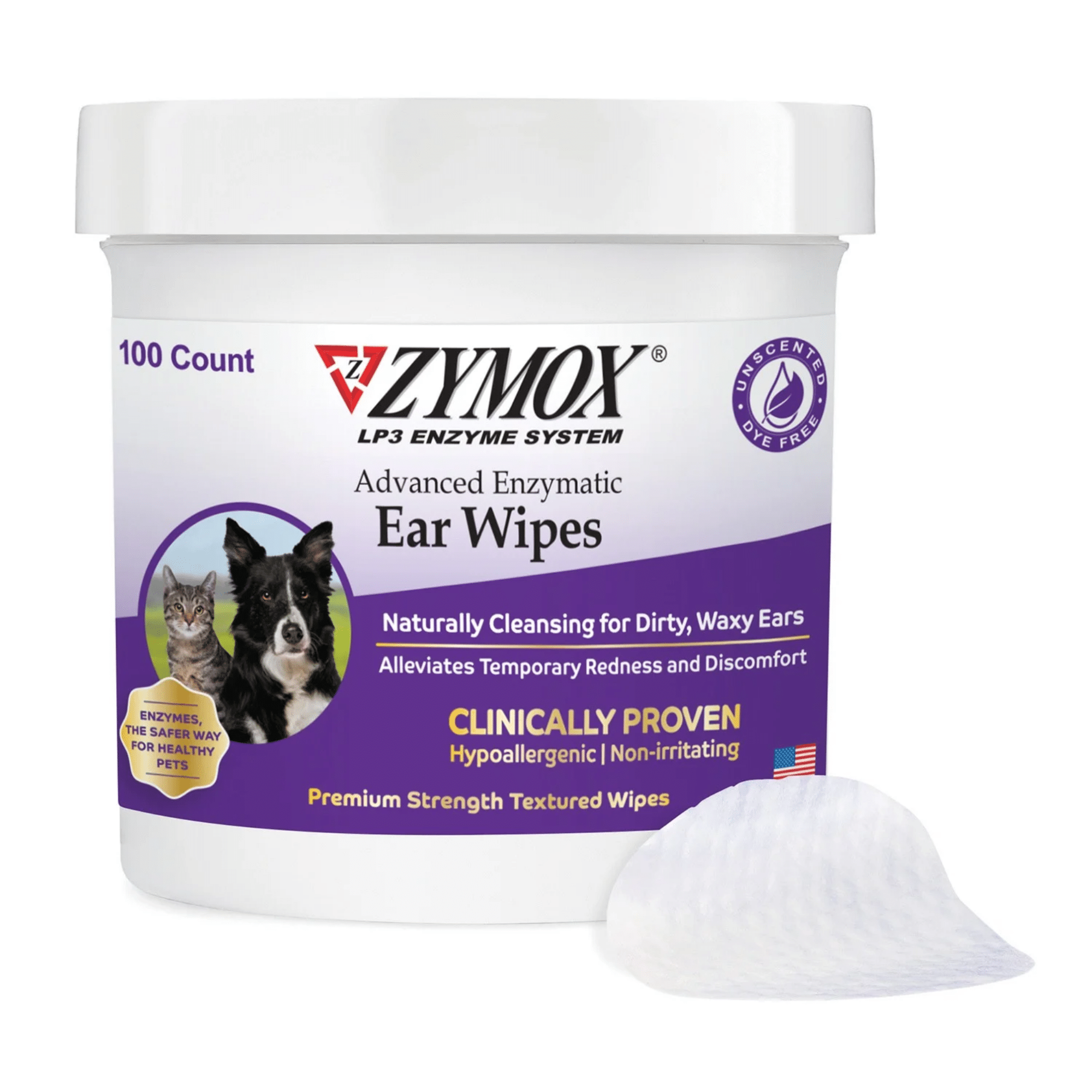 ZYMOX Advanced Enzymatic Ear Wipes, 100-count jar