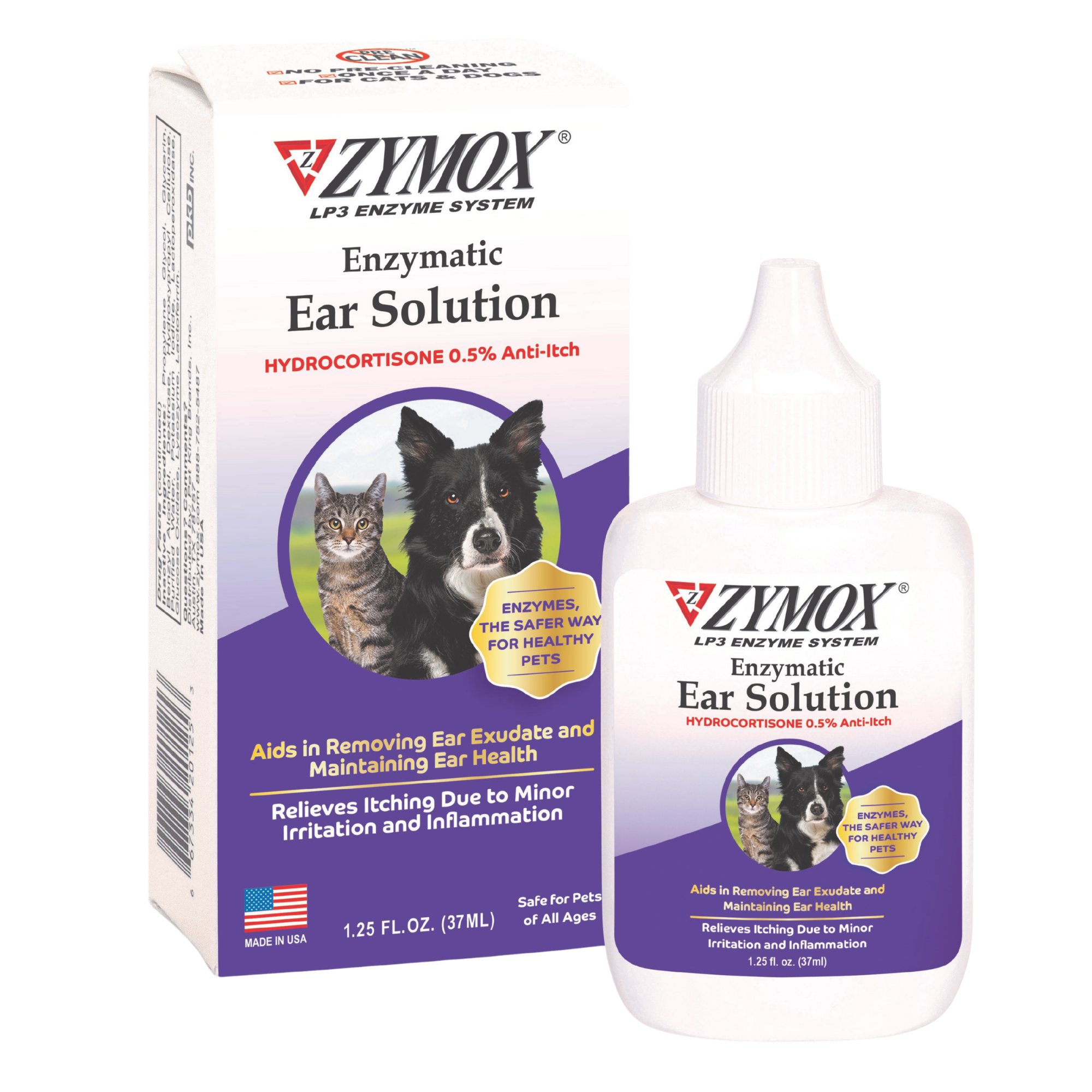 ZYMOX Enzymatic Ear Solution with 0.5% Hydrocortisone bottle and box