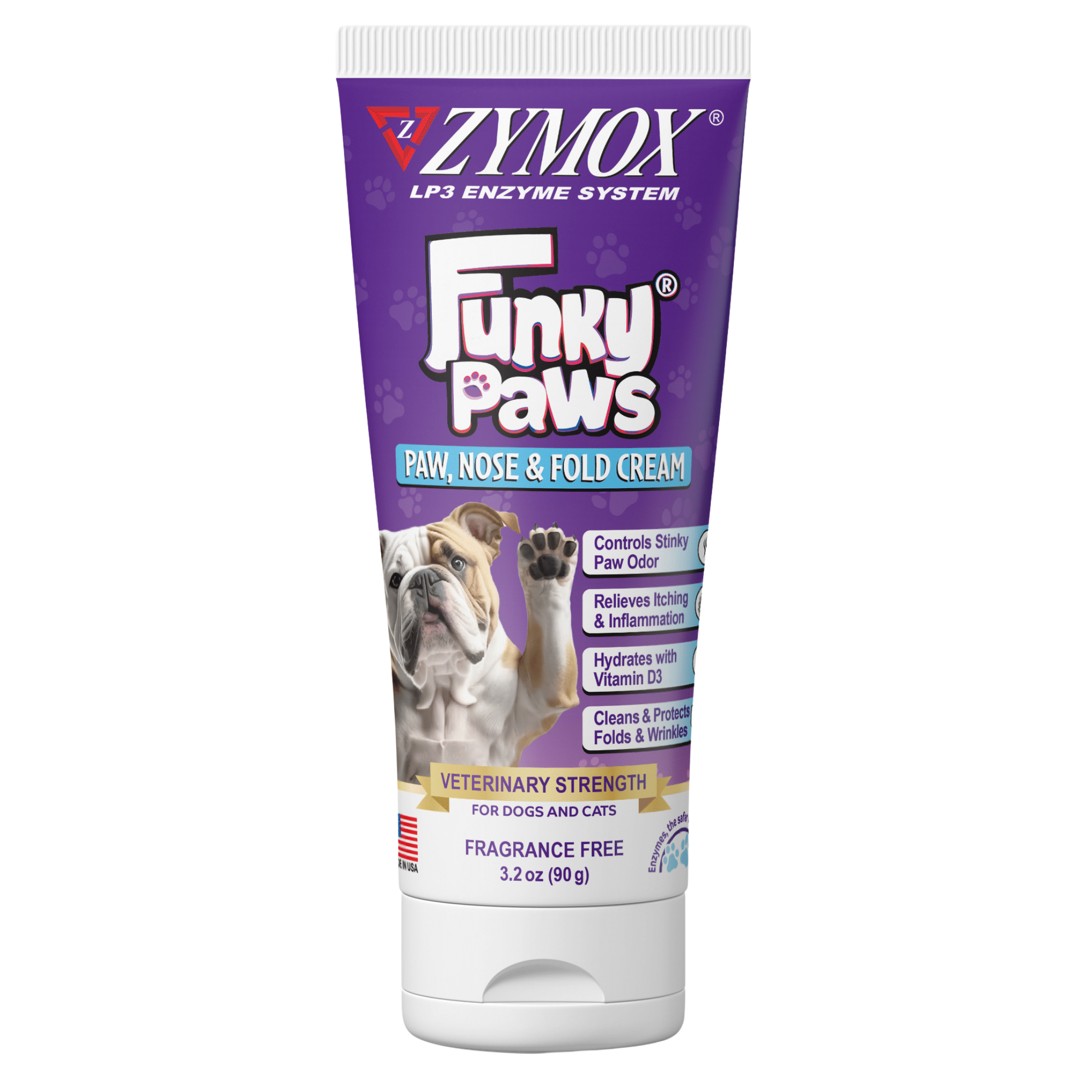 ZYMOX Funky Paws Paw, Nose & Fold Cream, 3.2 oz tube